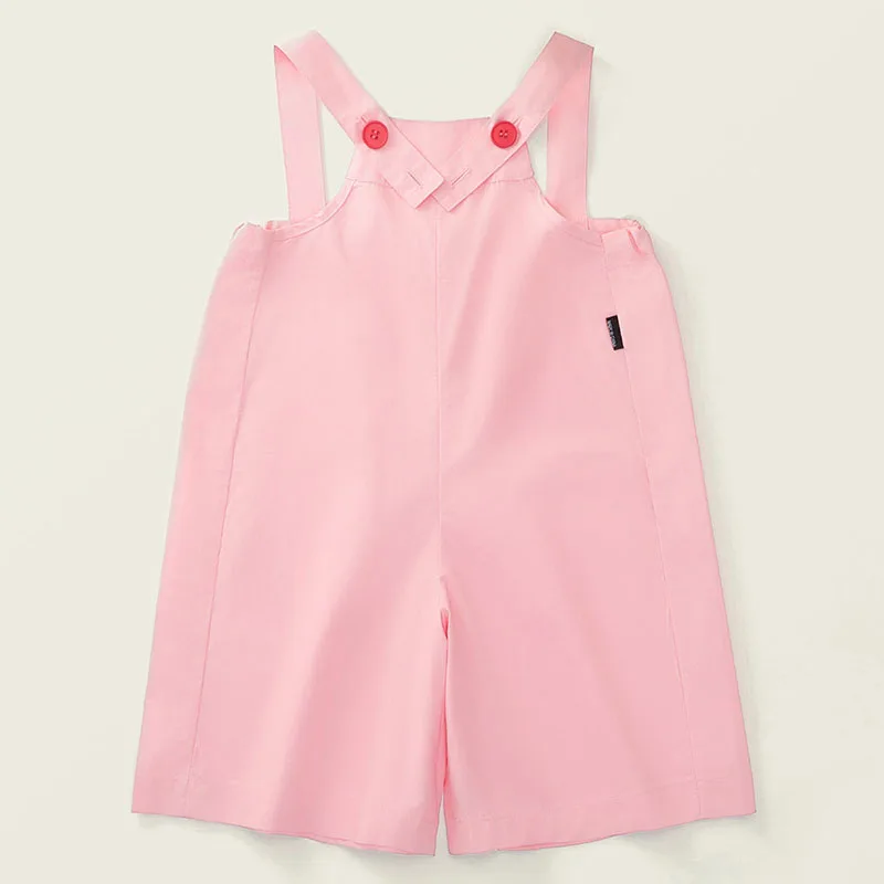Monos de verano para niña en algodón rosa, pantalón suelto