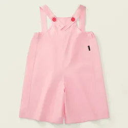 Monos de verano para niña en algodón rosa, pantalón suelto