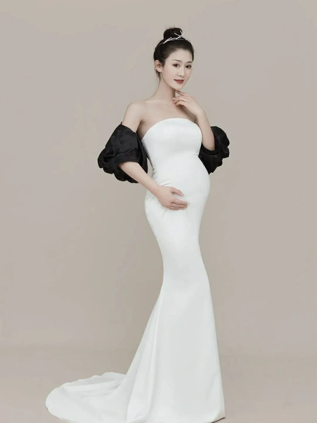 Vestido de noche sin espalda para embarazadas en encaje largo - imagen 5