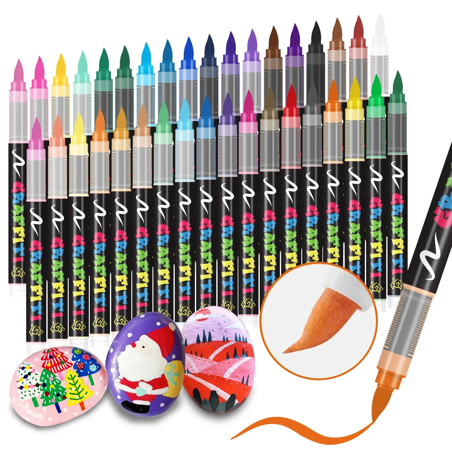 Rotuladores acrílicos con punta de pincel - 12 colores para niños