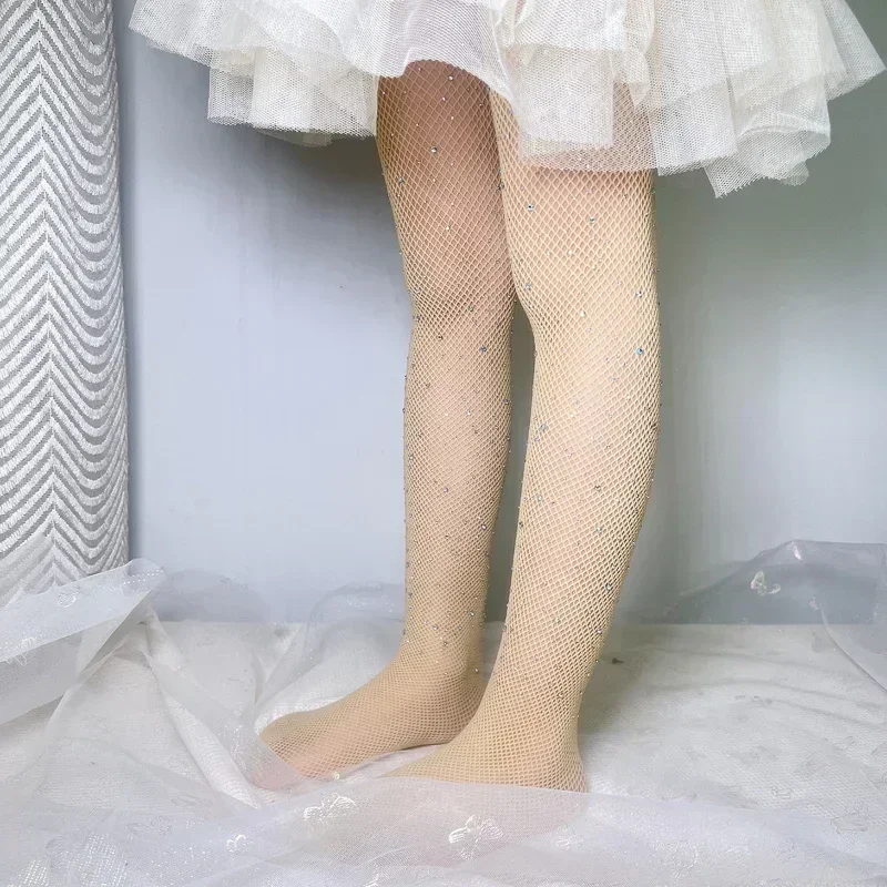 Medias de malla con estampado de diamantes para niñas - imagen 4