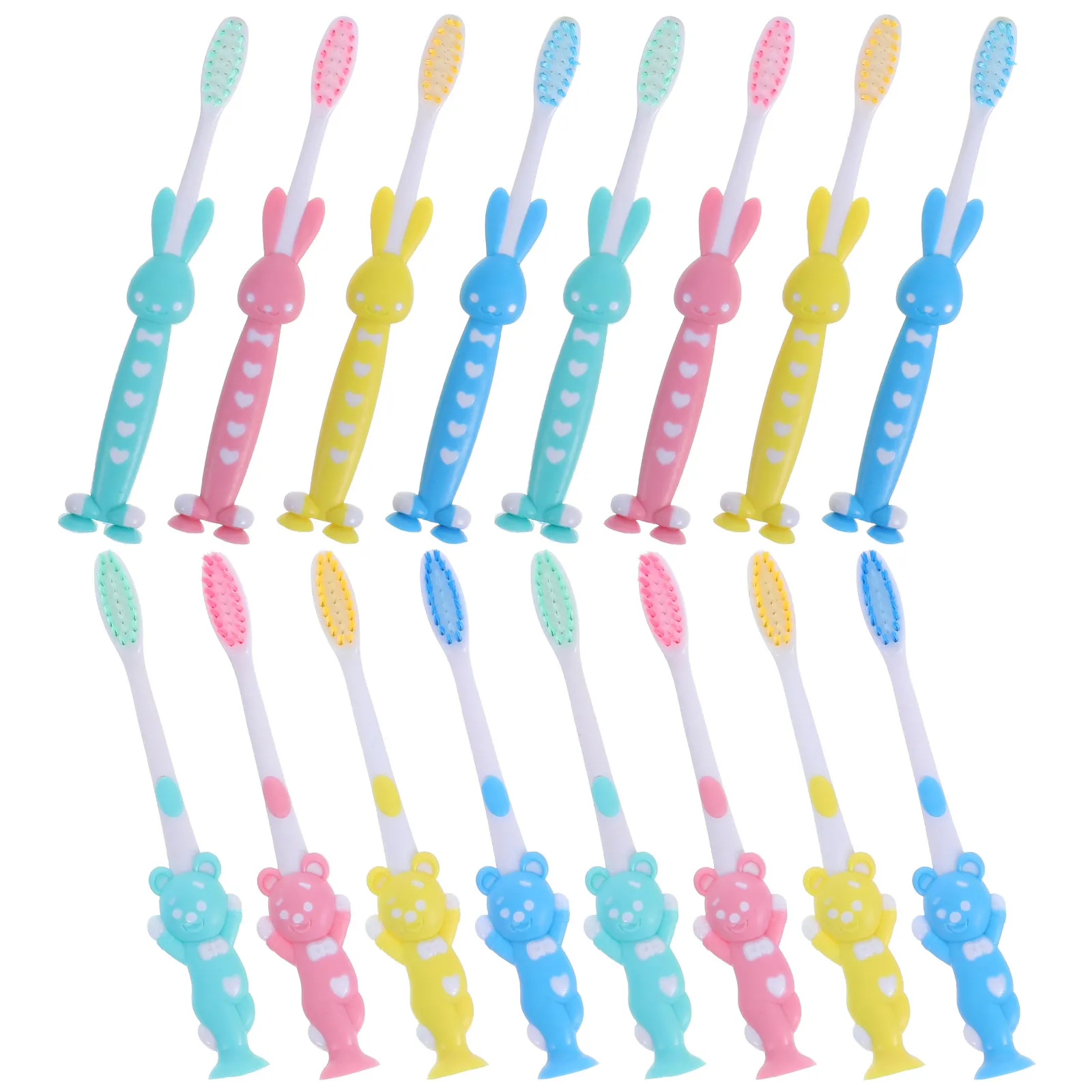 Cepillos de dientes infantiles con base de ventosa, cerdas suaves