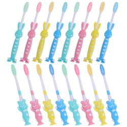 Cepillos de dientes infantiles con base de ventosa, cerdas suaves