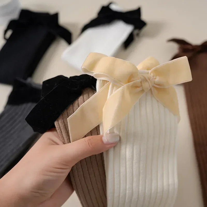 Calcetines altos de algodón suave con lazo de princesa escolares - imagen 2