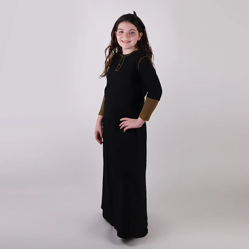 Falda maxi gofre negro vista frontal