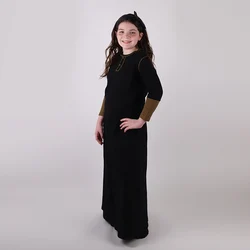 Falda midi negra de gofre con élastique para niña – Verano