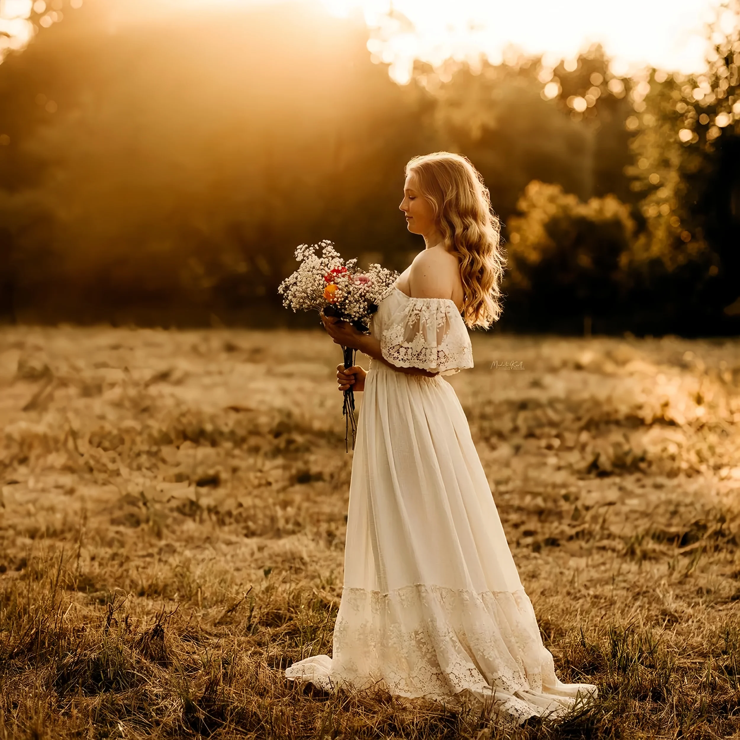 Vestido de maternidad con encaje y estilo bohemio