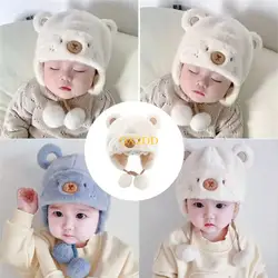 QX2D Gorro de invierno con orejeras de felpa para bebé unisex