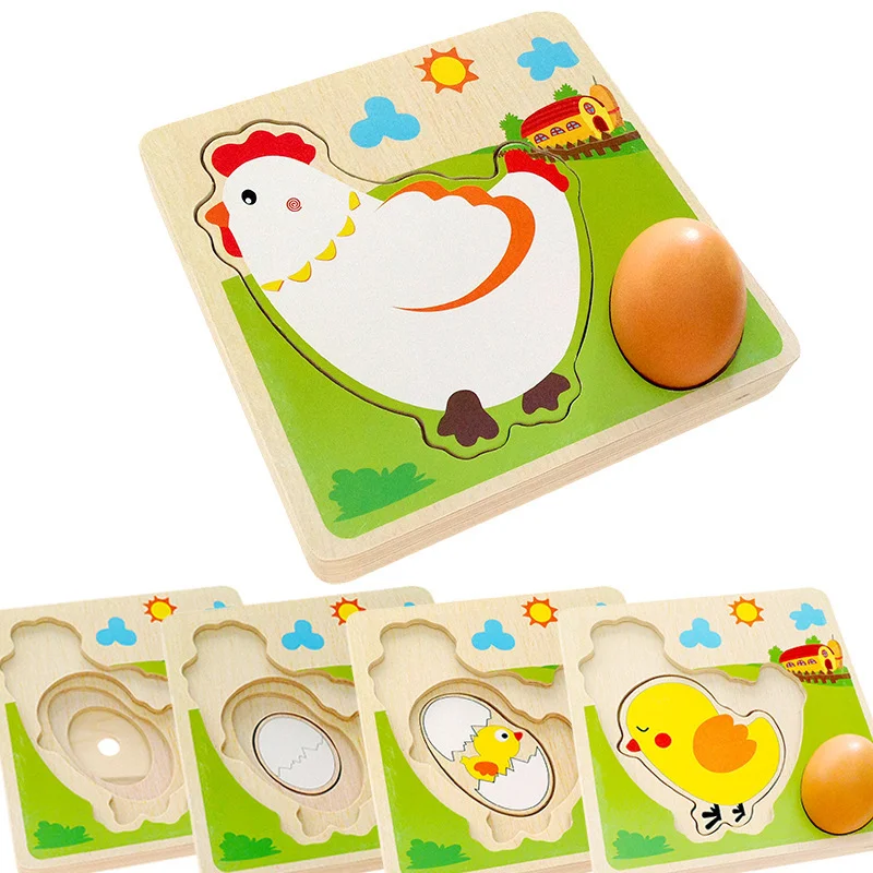 Rompecabezas 3D madera de granja para aprendizaje Montessori - imagen 5