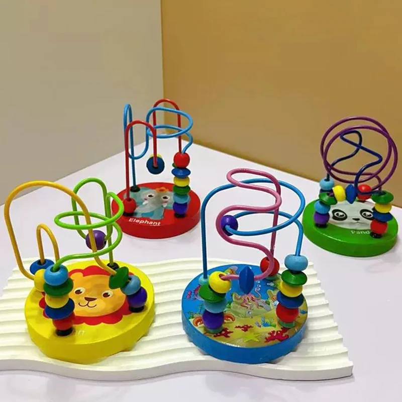 Juguetes Montessori en madera laberinto con cuentas y rompecabezas - imagen 3