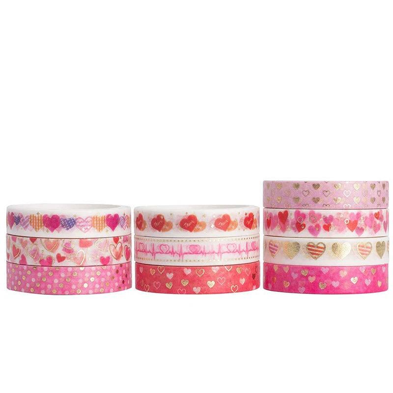 Cinta washi de corazones rosa para álbumes de recortes y diarios