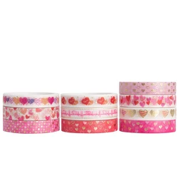 Cinta washi de corazones rosa para álbumes de recortes y diarios