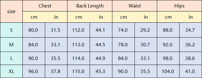 Tabla de tallas vestido maternid ad