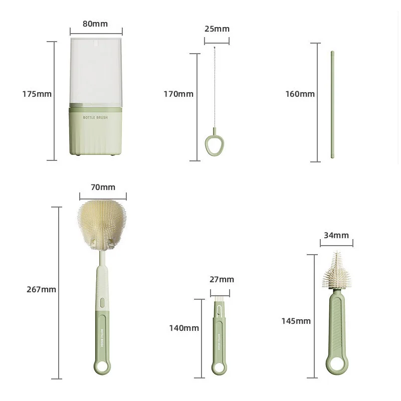 Cepillos de silicona para biberones con estuche de limpieza - imagen 3