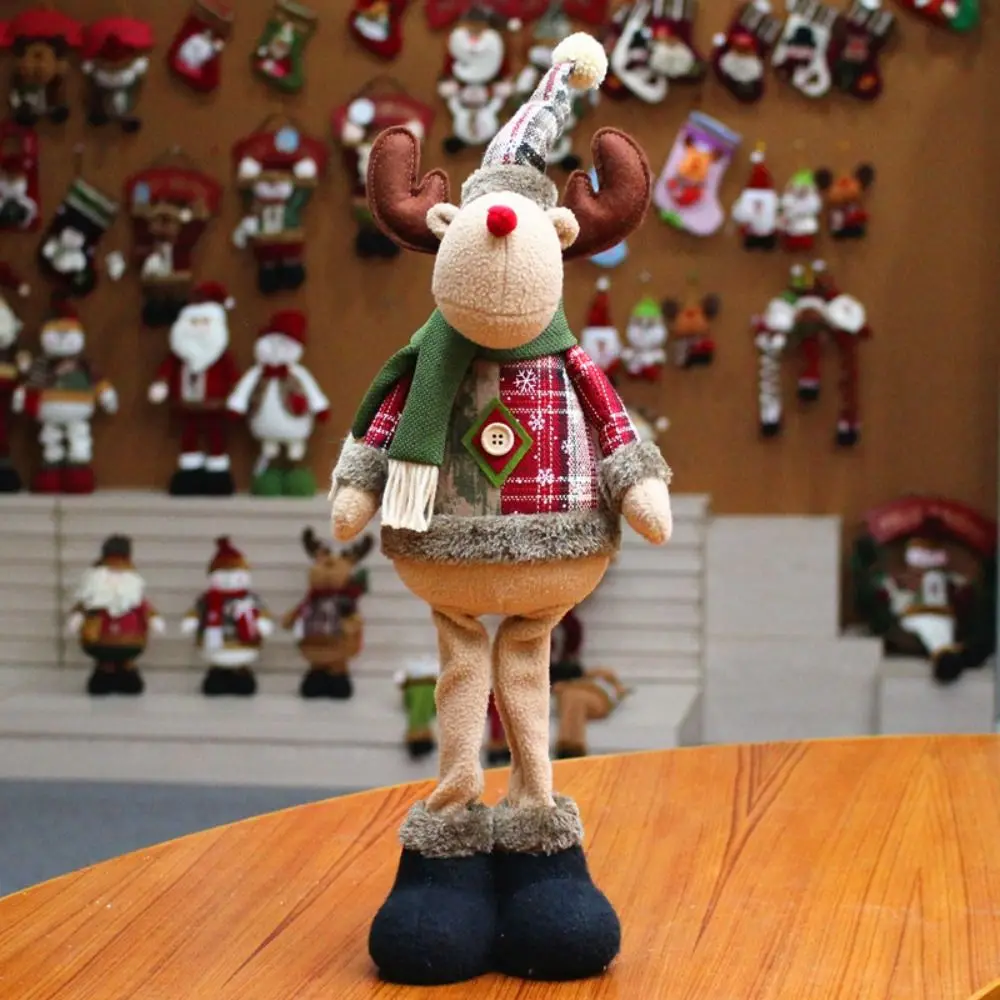 Muñecos navideños de tela a cuadros Santa reno alce para ventana