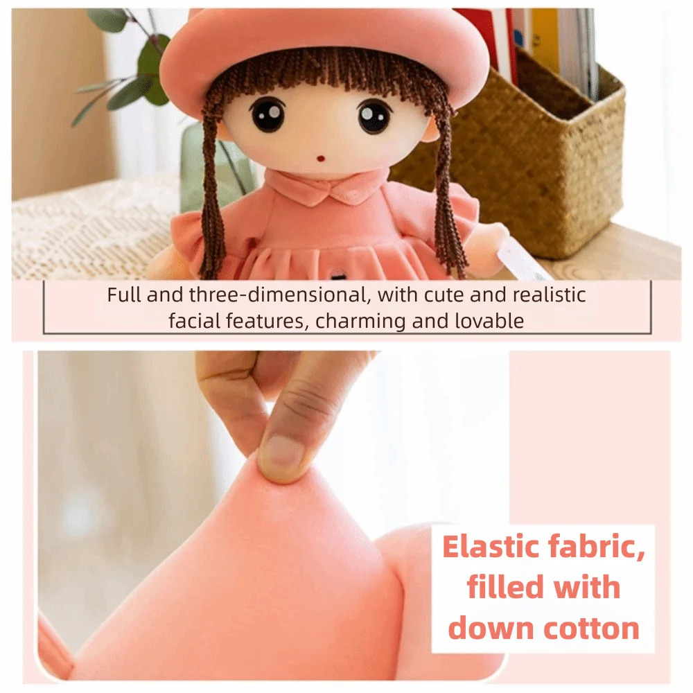 Muñeca bebé de trapo textil algodón con corazón y gorro para dormir - imagen 4