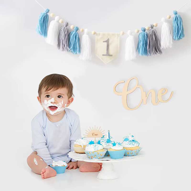 Decoración con globos y pancarta