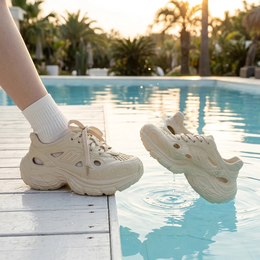 Sandalias antideslizantes de playa con cordones y suela gruesa - imagen 3