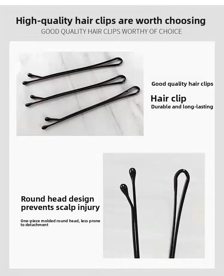 Pinza de pelo de acero minimalista en color negro