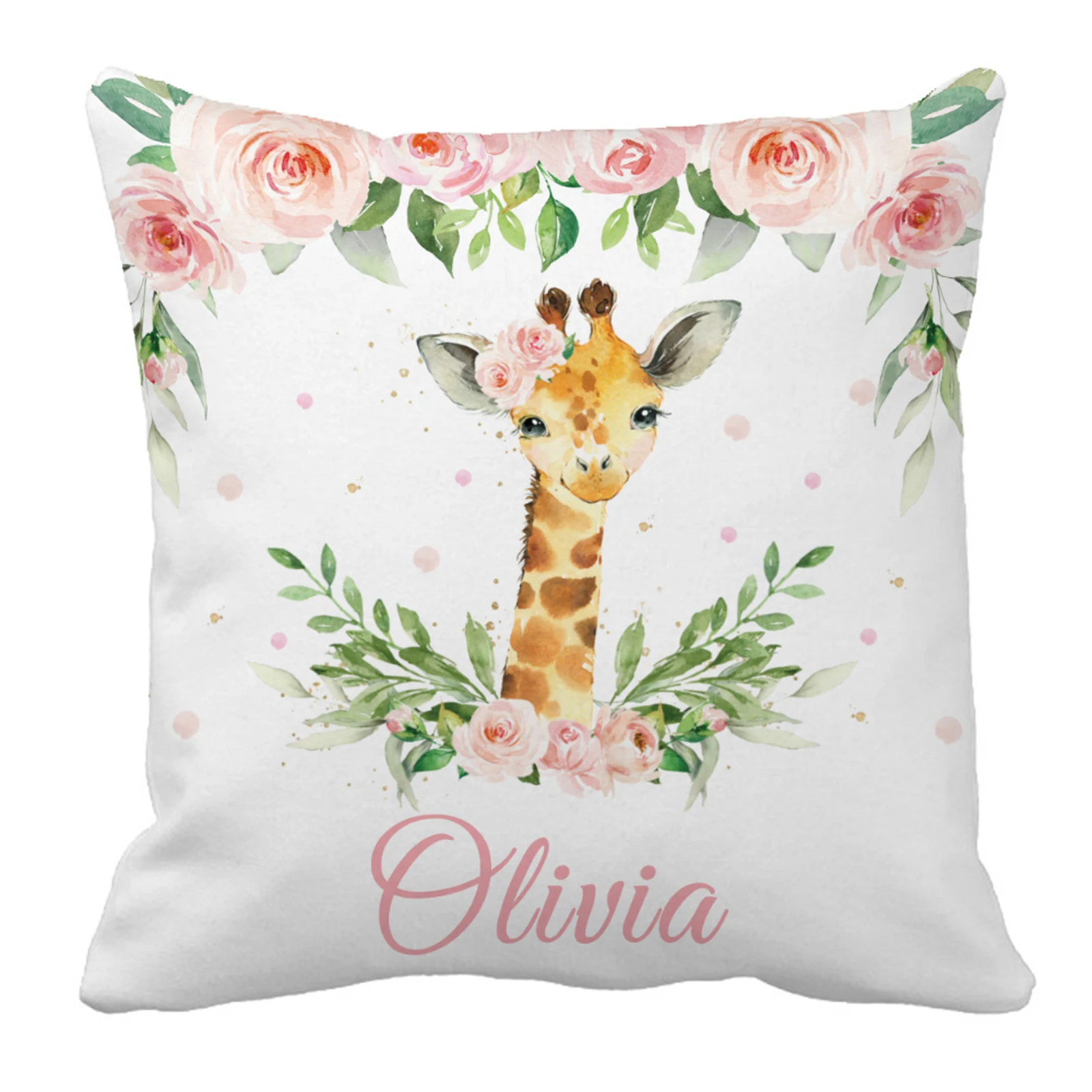 LVYZIHO ropa de cama bebé personalizada con jirafa y flores rosadas - imagen 3