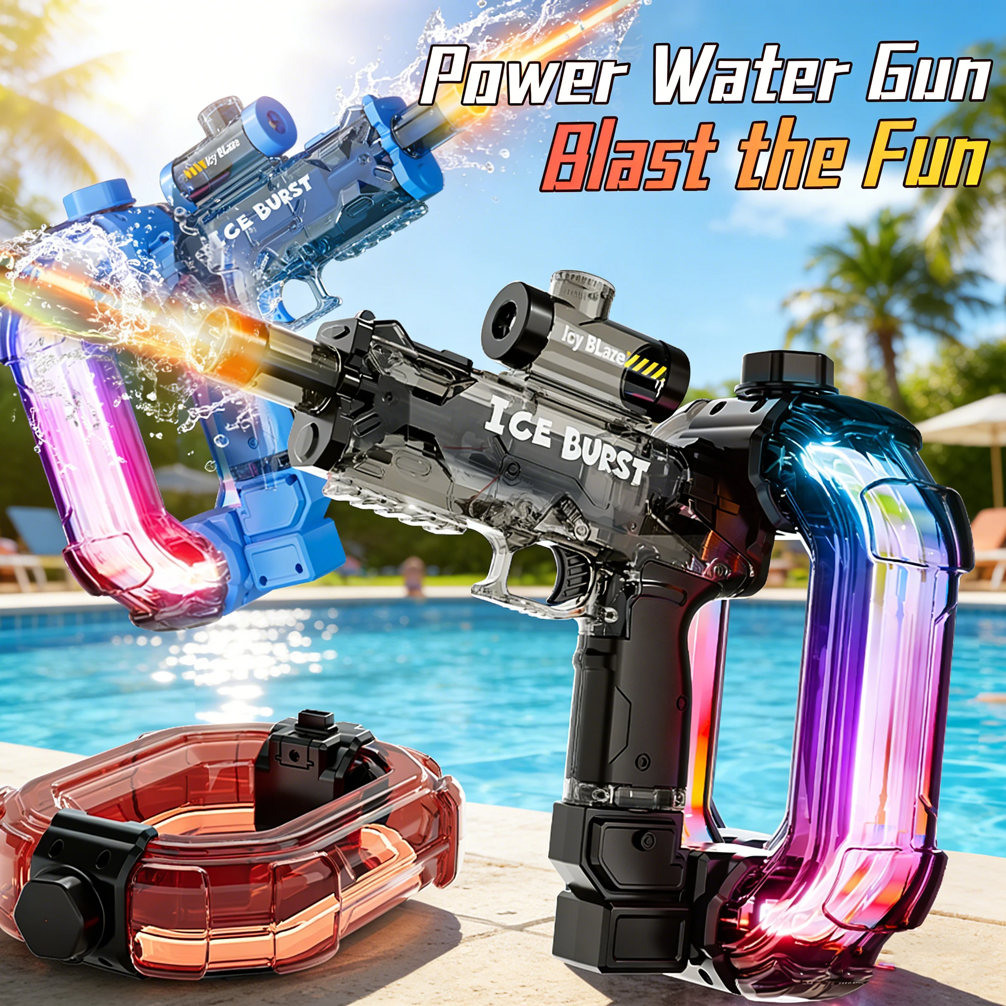 Pistola de agua eléctrica con luz y disparo automático - imagen 2