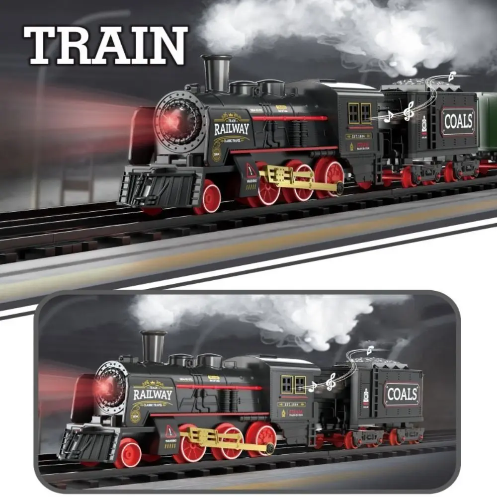 Tren de vapor retro con sonido y carril eléctrico kit de montaje - imagen 4