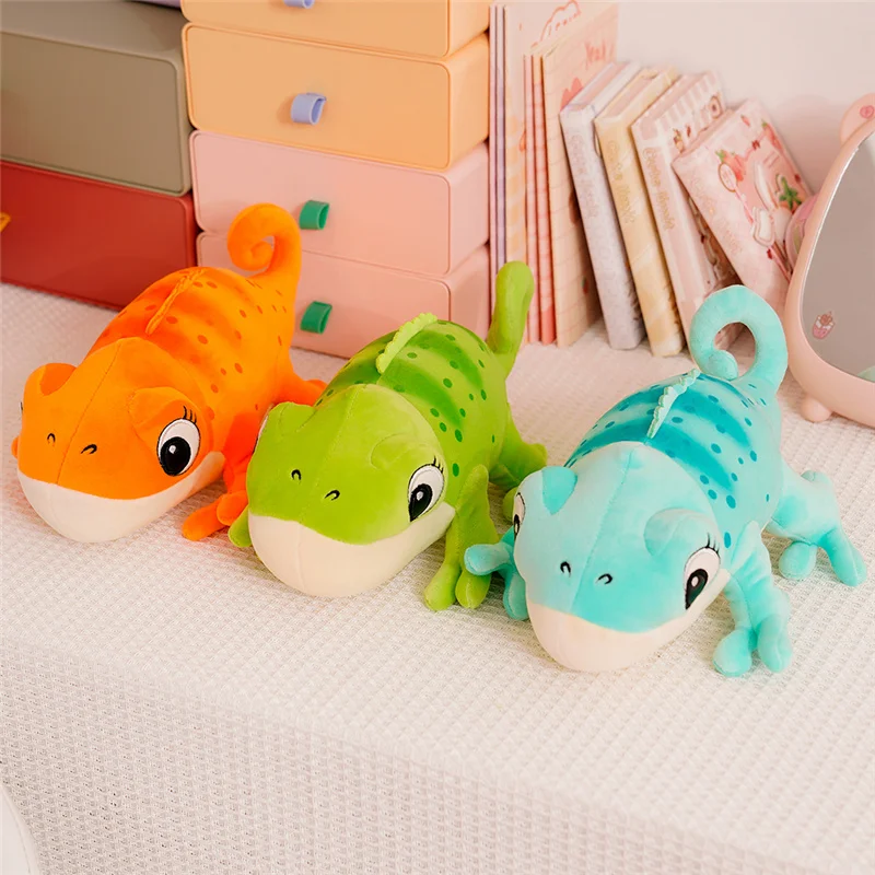 Peluche camaleón de lagarto color caramelo, 30 cm