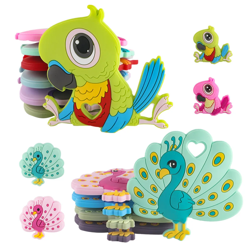 Kovict cuentas de silicona loro pavo real para collar artesanal - imagen 3