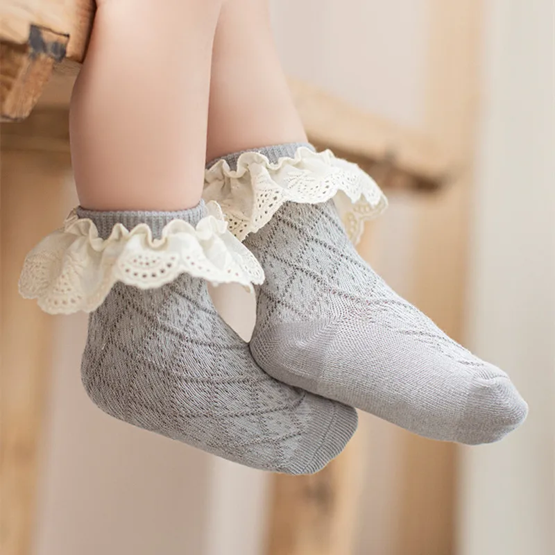 Calcetines de algodón con encaje floral para bebé 0-5 años - imagen 3