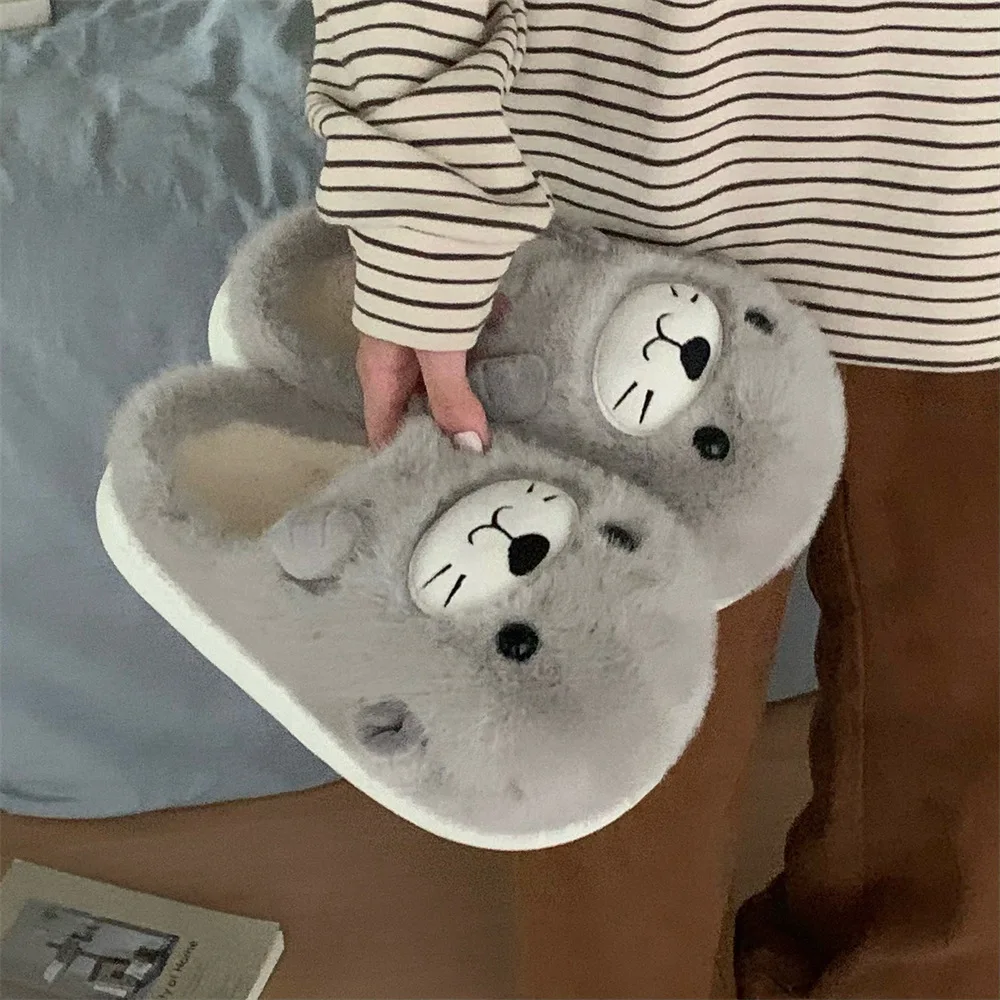Zapatillas de casa antideslizantes de felpa mullida con dibujo - imagen 2