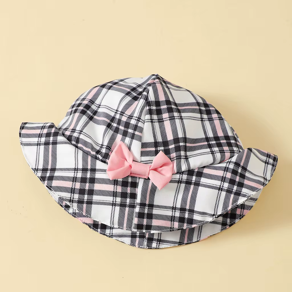 Pelele de verano a cuadros con sombrero para recién nacida - imagen 2