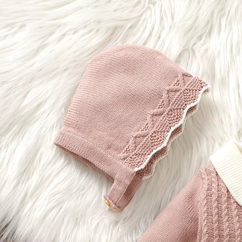 Pelele de punto con gorrito para bebé niña – manga larga - imagen 2