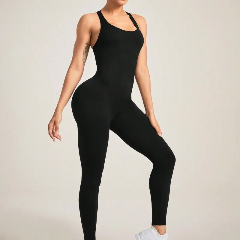 Mono deportivo de yoga elástico sin costuras con tirantes - imagen 4