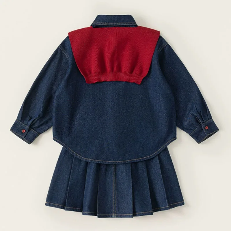 Conjunto de niña mezclilla azul primavera-otoño: top y falda - imagen 5