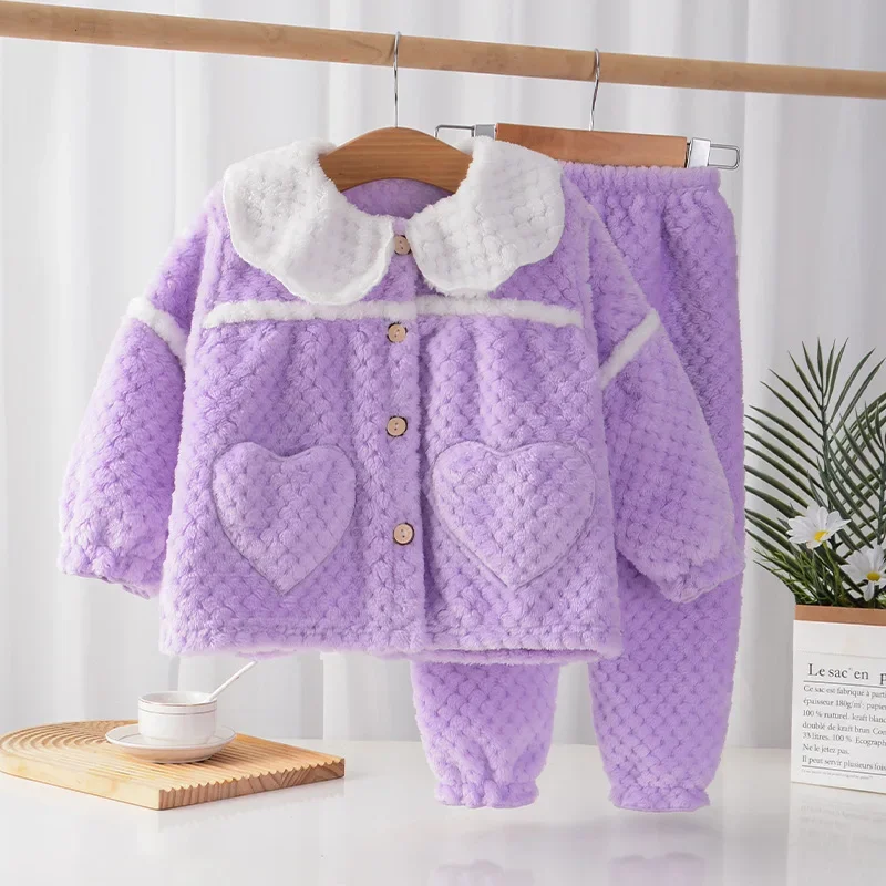 Pijama de franela infantil cálido para dormir en casa - imagen 3