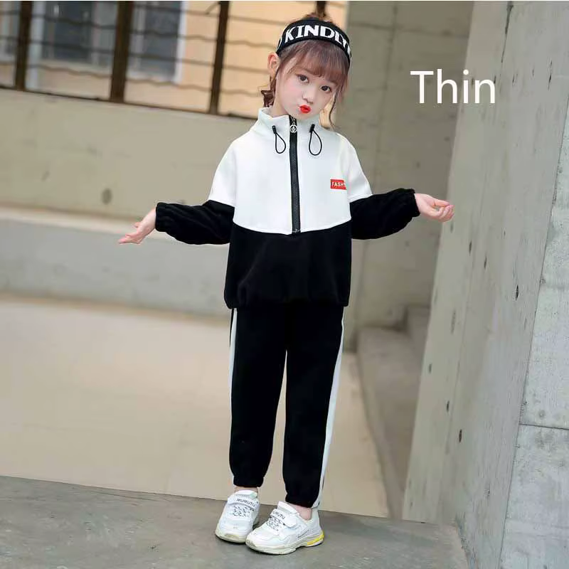 Conjunto deportivo de niña de dos piezas con top térmico acolchado para otoño e invierno - imagen 4