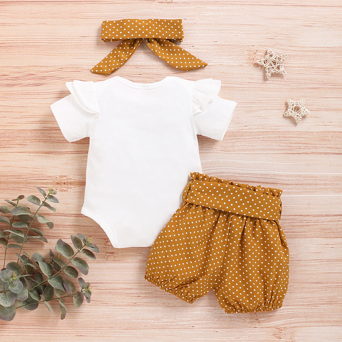 Conjunto neonatal niña – Pelele y pantalón de lunares con diadema - imagen 5