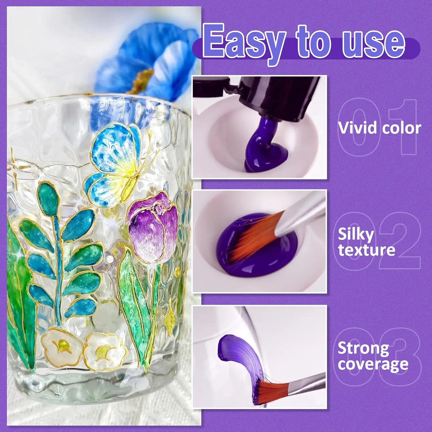 Kit de pintura infantil para vidrio con pinceles varios - imagen 2