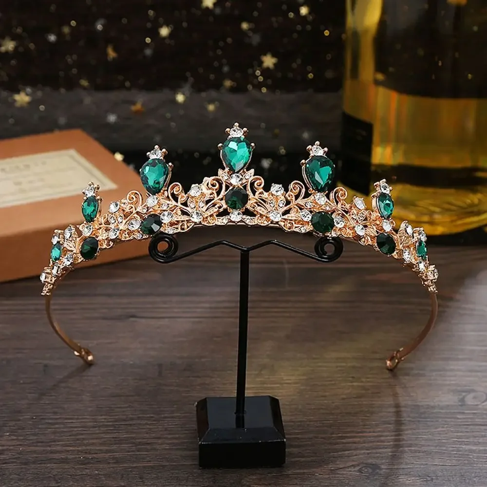 Peineta de novia con hojas de cristal y pedrería - imagen 3