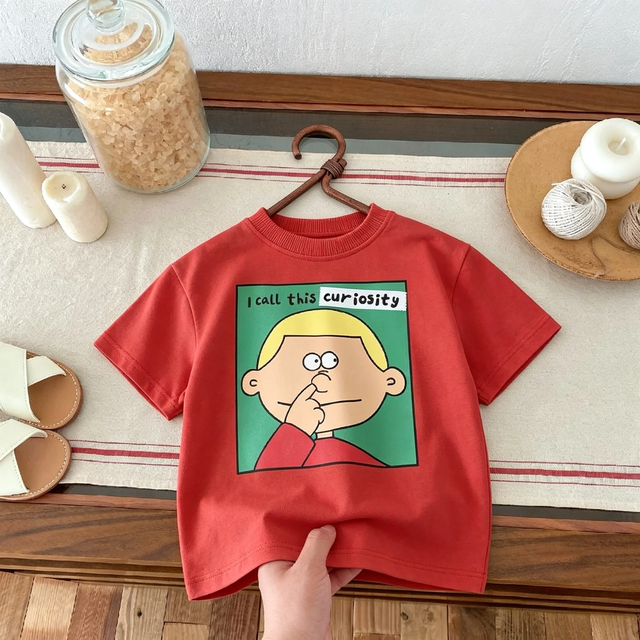 Camiseta infantil de algodón con estampado dibujos estilo verano - imagen 2