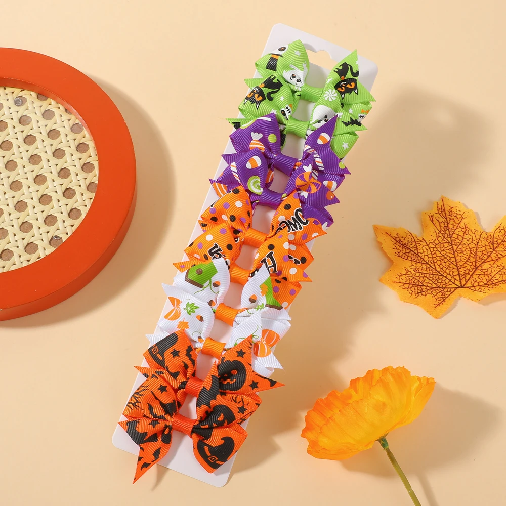 Pinzas para el pelo infantiles con lazo de calabaza Halloween - imagen 4