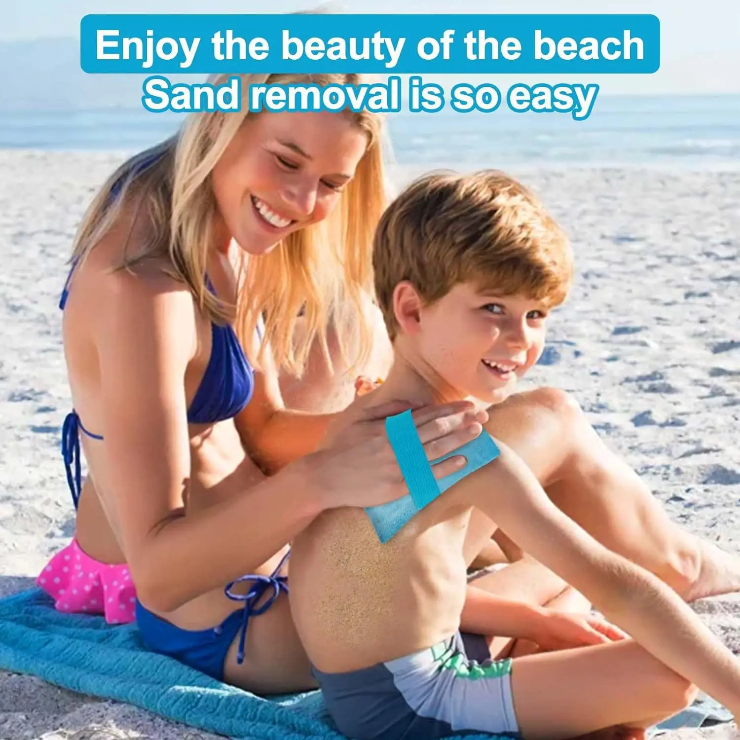 Kit de playa con bolsa de gamuza y cepillo