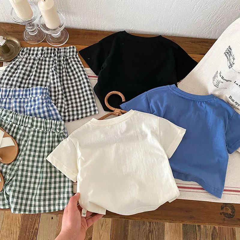 MILANCEL 2025 conjunto verano para niño camisetas pantalones cuadros - imagen 4