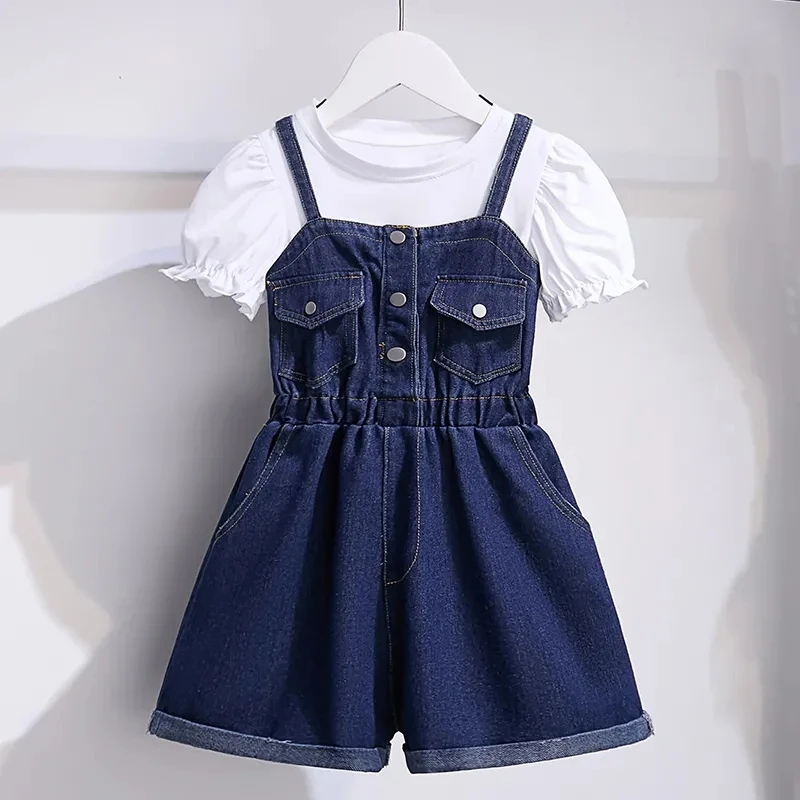 Mono vaquero infantil de mezclilla con pierna ancha - Verano - imagen 4