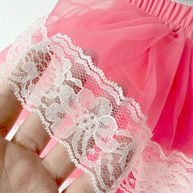 Falda mini con flecos y tul de encaje para niña - imagen 3