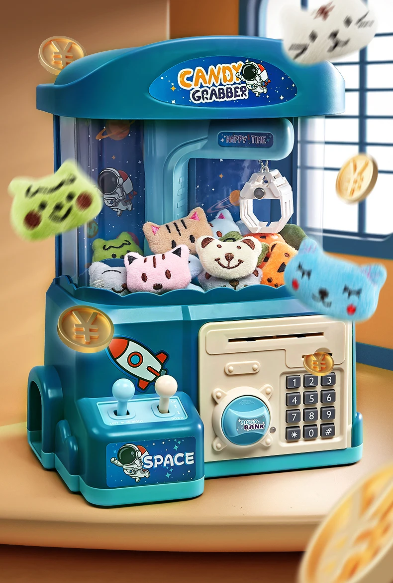 Máquina de juguete mini garra con banco de juego