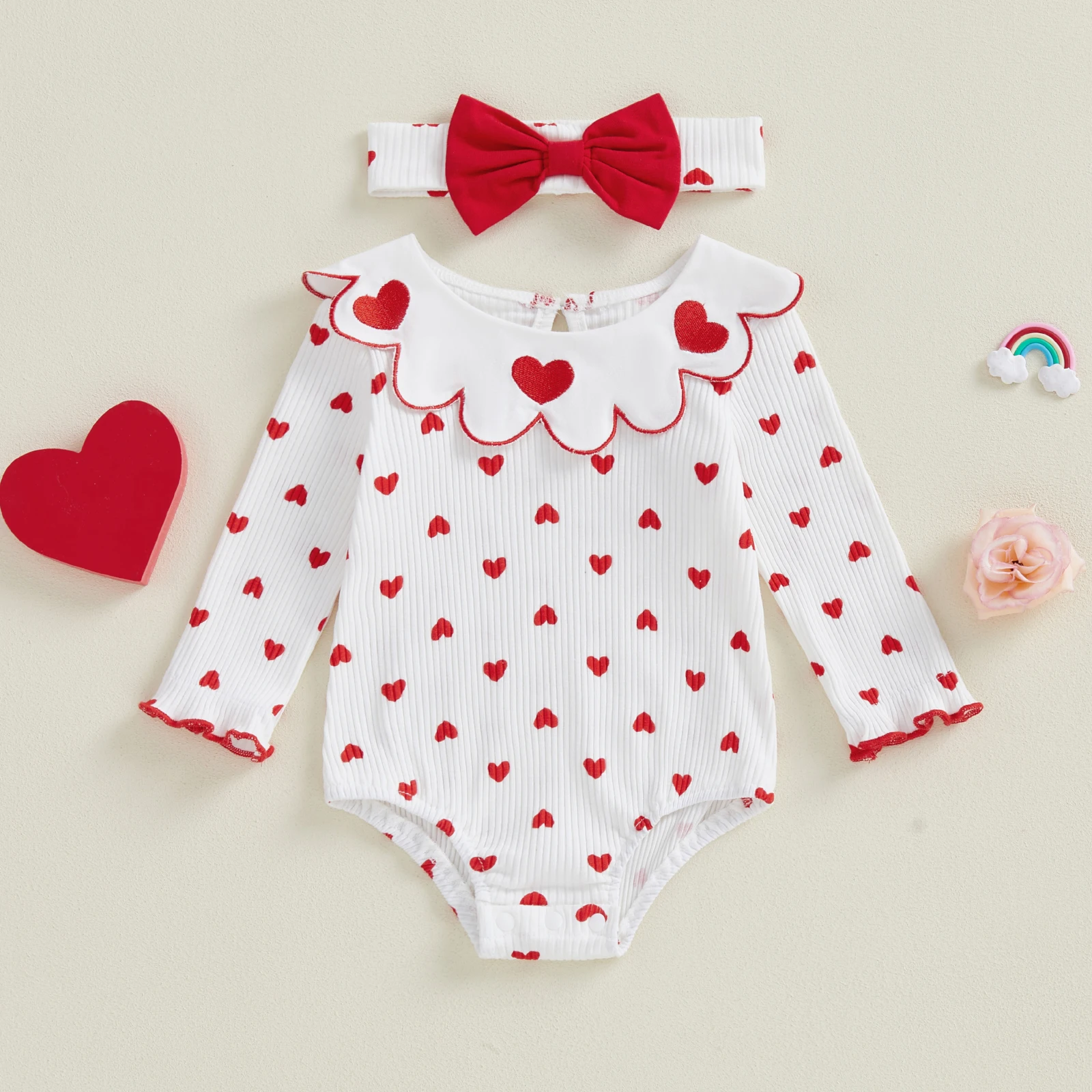 Tregren Pelele San Valentín con diadema y bordado de corazón - imagen 2