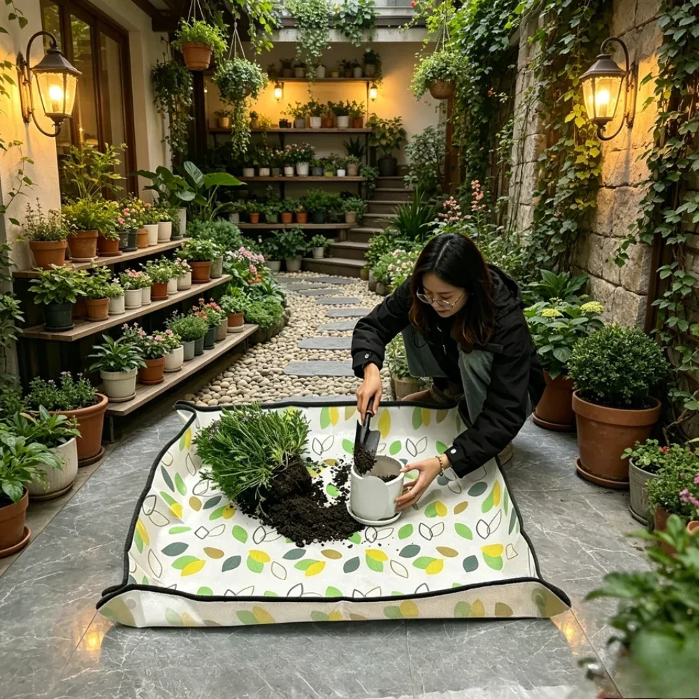 Tapete impermeable para trasplantar plantas de interior