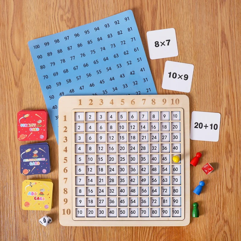 Tabla de multiplicar Montessori madera natural educativo