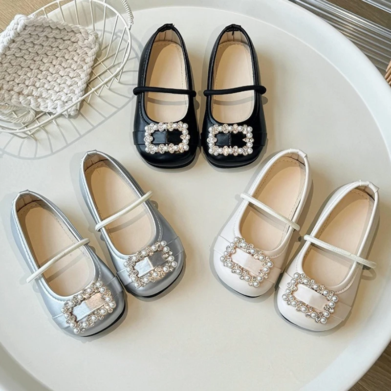 Zapatos de piel para niña antideslizantes estilo princesa
